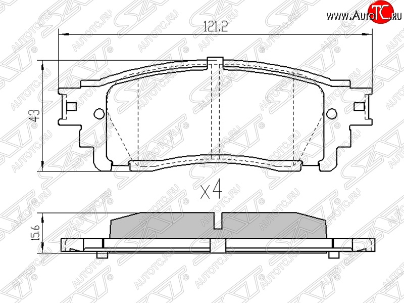 1 249 р. Колодки тормозные SAT (задние) Lexus NX300h Z10 дорестайлинг (2014-2017)  с доставкой в г. Королёв