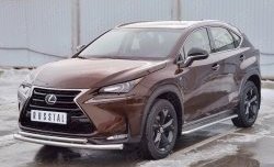 20 849 р. Защита переднего бампера (2 трубыØ63 и 42 мм, нержавейка) SLITKOFF Lexus NX200 Z10 дорестайлинг (2014-2017)  с доставкой в г. Королёв. Увеличить фотографию 2