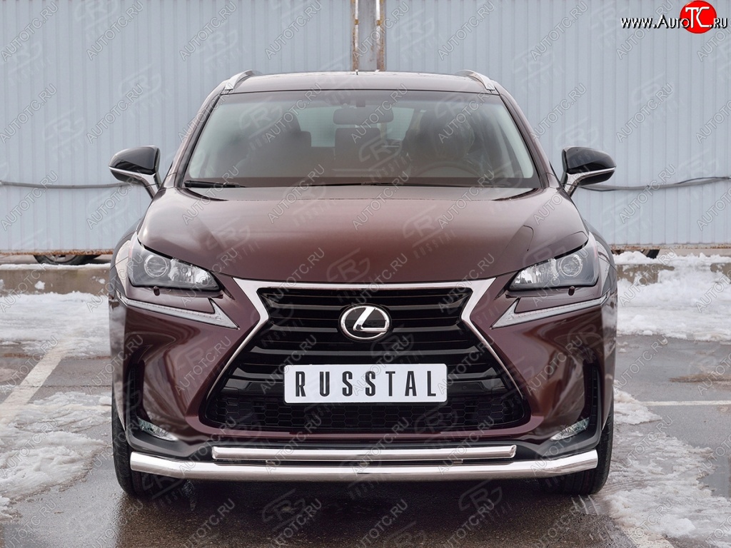 20 849 р. Защита переднего бампера (2 трубыØ63 и 42 мм, нержавейка) SLITKOFF Lexus NX200 Z10 дорестайлинг (2014-2017)  с доставкой в г. Королёв