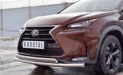 21 349 р. Защита переднего бампера (2 трубыØ63 и 75х42 мм, нержавейка) Russtal Lexus NX200 Z10 дорестайлинг (2014-2017)  с доставкой в г. Королёв. Увеличить фотографию 4