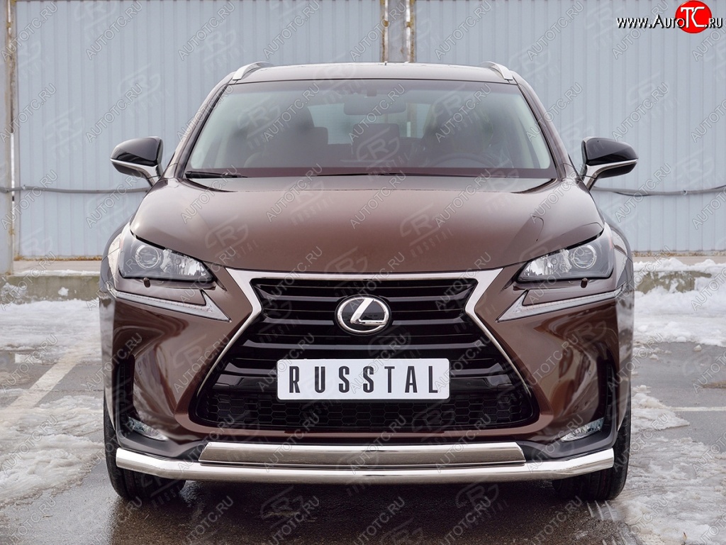 21 349 р. Защита переднего бампера (2 трубыØ63 и 75х42 мм, нержавейка) Russtal Lexus NX200 Z10 дорестайлинг (2014-2017)  с доставкой в г. Королёв