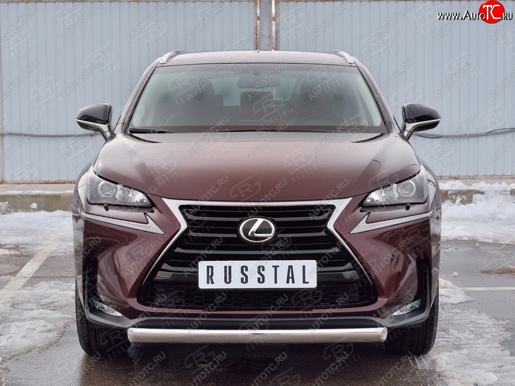 11 249 р. Защита переднего бампера (Ø75х42 мм, нержавейка) Russtal Lexus NX200 Z10 дорестайлинг (2014-2017)  с доставкой в г. Королёв