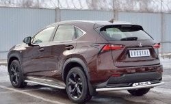 20 899 р. Защита заднего бампера (Ø63 мм с надписью, нержавейка) SLITKOFF Lexus NX200 Z10 дорестайлинг (2014-2017)  с доставкой в г. Королёв. Увеличить фотографию 2