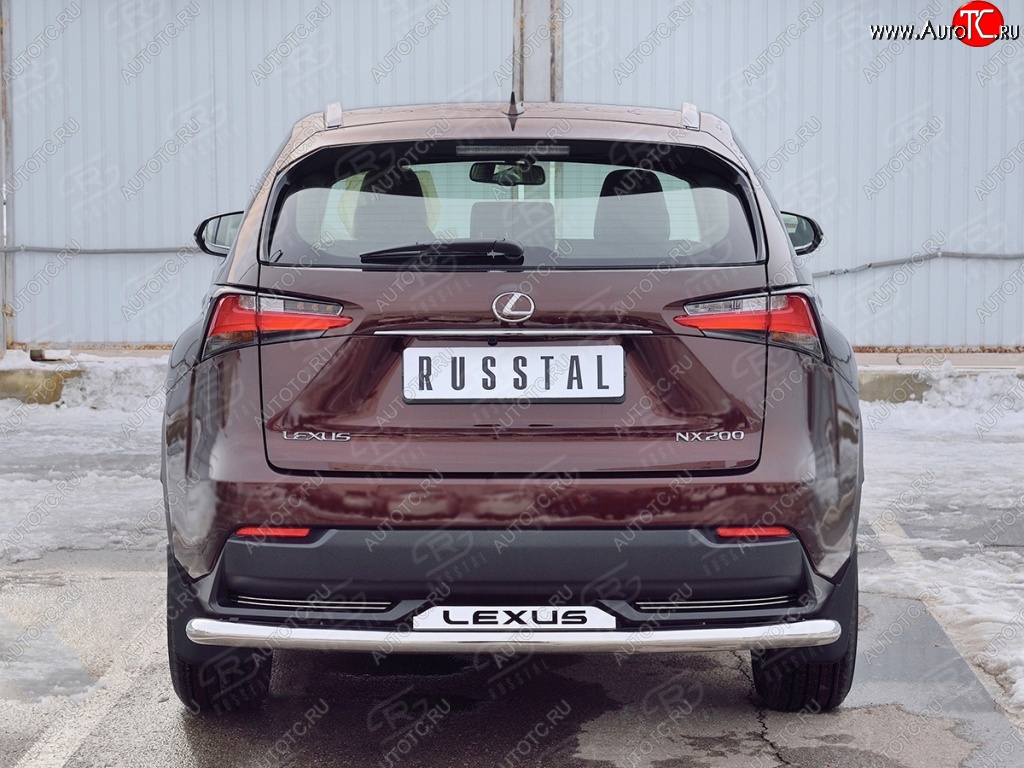 20 899 р. Защита заднего бампера (Ø63 мм с надписью, нержавейка) SLITKOFF Lexus NX200 Z10 дорестайлинг (2014-2017)  с доставкой в г. Королёв