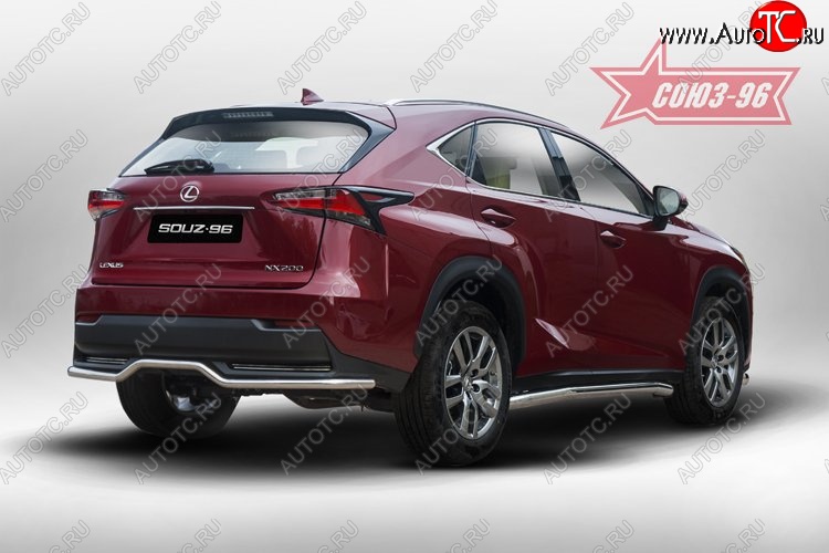 14 084 р. Волнистая защита заднего бампера d42 ( одна выхлопная труба ) Souz-96 Lexus NX200 Z10 дорестайлинг (2014-2017)  с доставкой в г. Королёв