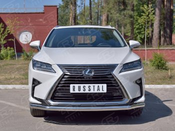 Защита переднего бампера (Ø63 мм, нержавейка, кроме F-Sport) SLITKOFF Lexus RX350L AL20 дорестайлинг (2017-2019)