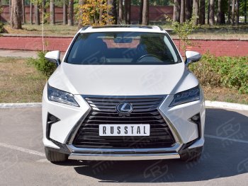 Защита переднего бампера (Ø75х42 мм, нержавейка, кроме F-Sport) Russtal Lexus RX350L AL20 дорестайлинг (2017-2019)