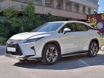 20 999 р. Защита переднего бампера (Ø75х42 мм, нержавейка, кроме F-Sport) Russtal Lexus RX350L AL20 дорестайлинг (2017-2019)  с доставкой в г. Королёв. Увеличить фотографию 2