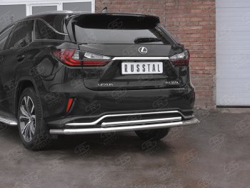 22 499 р. Защита заднего бампера (Ø63 и 42 мм, нержавейка, NOT F-SPORT) SLITKOFF Lexus RX350L AL20 рестайлинг (2019-2022)  с доставкой в г. Королёв. Увеличить фотографию 2