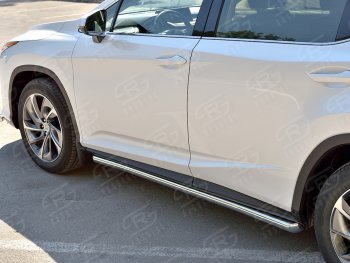 22 499 р. Защита порогов (Ø63 мм, нержавейка, кроме F-sport) SLITKOFF  Lexus RX350L  AL20 (2017-2022) дорестайлинг, рестайлинг (Металлические торцы под 45°)  с доставкой в г. Королёв. Увеличить фотографию 2