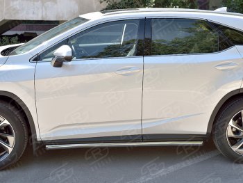 22 499 р. Защита порогов (Ø63 мм, нержавейка, кроме F-sport) SLITKOFF  Lexus RX350L  AL20 (2017-2022) дорестайлинг, рестайлинг (Металлические торцы под 45°)  с доставкой в г. Королёв. Увеличить фотографию 3