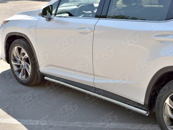 22 499 р. Защита порогов (Ø63 мм, нержавейка, кроме F-sport) SLITKOFF  Lexus RX350L  AL20 (2017-2022) дорестайлинг, рестайлинг (Металлические торцы под 90°)  с доставкой в г. Королёв. Увеличить фотографию 2