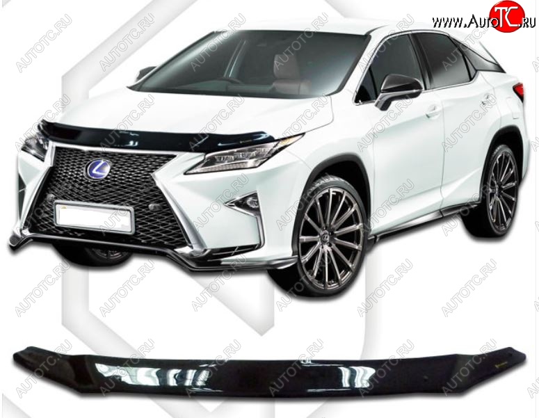 2 189 р. Дефлектор капота CA-Plastiс  Lexus RX  200T - RX350  AL20 (Classic черный, Без надписи)  с доставкой в г. Королёв