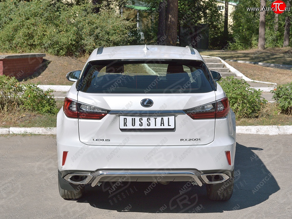 17 999 р. Защита заднего бампера (Ø42 мм волна под машину, нержавейка) SLITKOFF Lexus RX 200T AL20 дорестайлинг (2015-2017)  с доставкой в г. Королёв