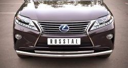 17 999 р. Защита переднего бампера (2 трубыØ63 и 42 мм, нержавейка) SLITKOFF Lexus RX270 AL10 дорестайлинг (2010-2012)  с доставкой в г. Королёв. Увеличить фотографию 2