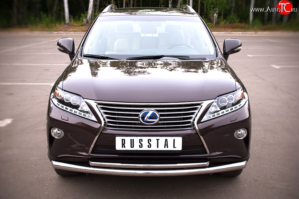 17 999 р. Защита переднего бампера (2 трубыØ63 и 42 мм, нержавейка) SLITKOFF Lexus RX270 AL10 дорестайлинг (2010-2012)  с доставкой в г. Королёв