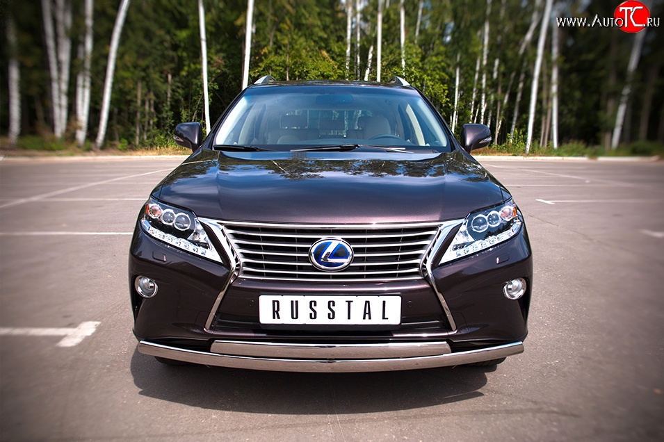 24 999 р. Защита переднего бампера (2 трубыØ75х42 мм, нержавейка) Russtal Lexus RX270 AL10 дорестайлинг (2010-2012)  с доставкой в г. Королёв