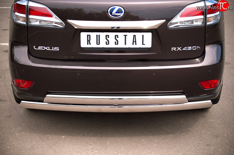 23 999 р. Защита заднего бампера (2 трубы Ø76х42 мм, нержавейка) Russtal Lexus RX270 AL10 дорестайлинг (2010-2012)  с доставкой в г. Королёв