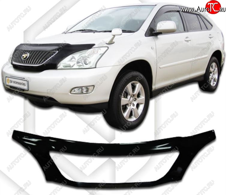 2 899 р. Дефлектор капота CA-Plastiс exclusive Lexus RX300 XU30 дорестайлинг (2003-2006) (Classic черный, Без надписи)  с доставкой в г. Королёв