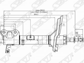 Левый амортизатор задний 4WD SAT Lexus (Лексус) RX300 (РХ)  XU30 (2003-2006),  RX330 (РХ)  XU30 (2003-2006),  RX350 (РХ)  XU30 (2003-2006),  RX400H (РХ)  XU30 (2005-2009), Toyota (Тойота) Harrier (Хариер)  XU30 (2003-2013),  Highlander (Хайлэндер)  XU20 (2000-2007),  Kluger (Клюгер) ( XU20,  XU40) (2000-2010)