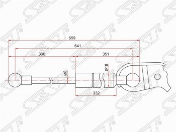 Газовый упор капота SAT Lexus (Лексус) RX330 (РХ)  XU30 (2003-2006),  RX350 (РХ)  XU30 (2003-2006),  RX400H (РХ)  XU30 (2005-2009), Toyota (Тойота) Harrier (Хариер)  XU30 (2003-2013)