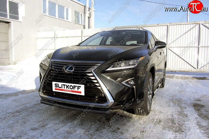 12 999 р. защита переднего бампера Slitkoff  Lexus RX350  AL20 (2015-2019) дорестайлинг (Цвет: серебристый)  с доставкой в г. Королёв