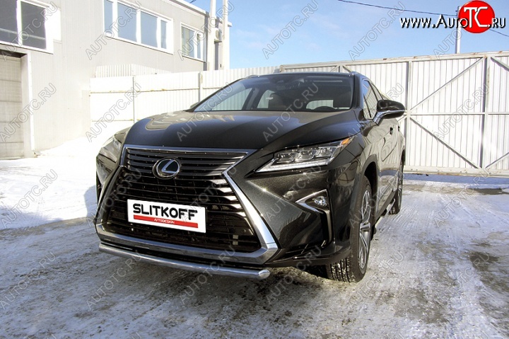 16 799 р. Защита переднего бампера из короткой трубы диаметром 57 мм Slitkoff  Lexus RX350  AL20 (2015-2019) дорестайлинг (Нержавейка, Полированная)  с доставкой в г. Королёв