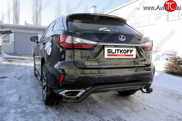 9 799 р. Защита задняя Slitkoff  Lexus RX350  AL20 (2015-2019) дорестайлинг (Цвет: серебристый)  с доставкой в г. Королёв