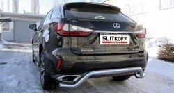 Защита заднего бампера из изогнутой трубы диаметром 57 мм Slitkoff Lexus RX350 AL20 дорестайлинг (2015-2019)