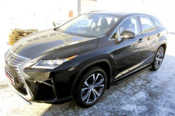 19 449 р. Пороги алюминиевые Slitkoff Lexus RX350 AL20 дорестайлинг (2015-2019) (Optima Black )  с доставкой в г. Королёв. Увеличить фотографию 2