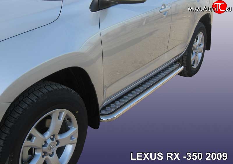 24 799 р. Широкая защита порогов Slitkoff Lexus RX350 AL10 дорестайлинг (2008-2012) (Нержавейка, Полированная)  с доставкой в г. Королёв