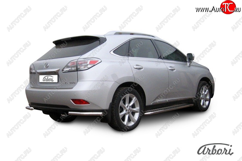 12 509 р. Защита заднего бампера Arbori (уголки, нержавейка, 1 труба d57 mm). Lexus RX350 AL10 дорестайлинг (2008-2012)  с доставкой в г. Королёв