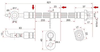 Тормозной шланг SAT (передний, правый, пр-во Таиланд) Toyota Noah 1 дорестайлинг (2001-2004)