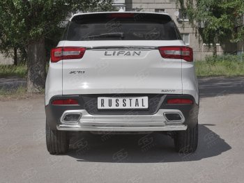 Защита заднего бампера (Ø63/42 мм, нержавейка) SLITKOFF Lifan X70 (2018-2025)