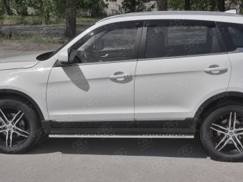 21 749 р. Защита порогов (Ø75x42 мм с проступью, нержавейка) Russtal Lifan X70 (2018-2024)  с доставкой в г. Королёв. Увеличить фотографию 2