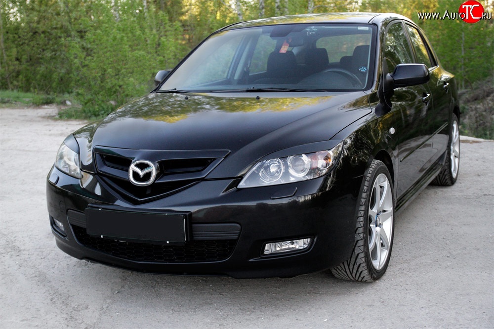 799 р. Реснички RA на фары  Mazda 3/Axela  BK (2006-2009) рестайлинг, хэтчбэк (Неокрашенные)  с доставкой в г. Королёв