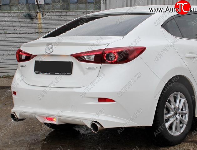 7 199 р. Диффузор заднего бампера Sport v1  Mazda 3/Axela  BM (2013-2016) дорестайлинг, хэтчбэк (Неокрашенная)  с доставкой в г. Королёв