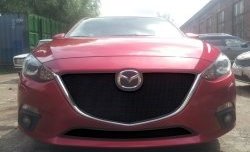 1 469 р. Нижняя сетка на бампер Russtal (черная) Mazda 3/Axela BM дорестайлинг, хэтчбэк (2013-2016)  с доставкой в г. Королёв. Увеличить фотографию 2