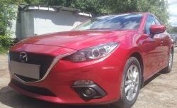 Нижняя сетка на бампер Russtal (черная) Mazda 3/Axela BM дорестайлинг, хэтчбэк (2013-2016)