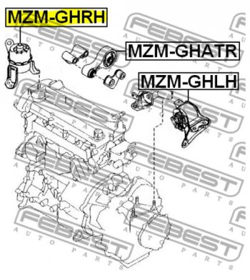 5 199 р. Правая подушка двигателя Febest (гидравлическая) Mazda 6 GH рестайлинг лифтбэк (2010-2012)  с доставкой в г. Королёв. Увеличить фотографию 4