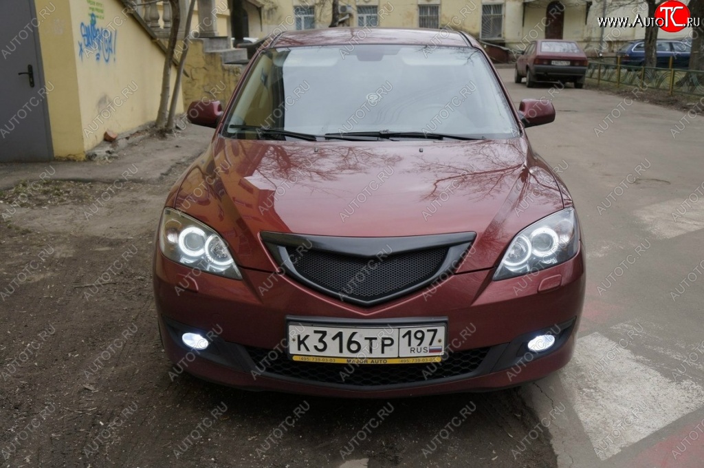 2 599 р. Решётка радиатора Style v4 (сетка) Mazda 3/Axela BK дорестайлинг, хэтчбэк (2003-2006) (Неокрашенная)  с доставкой в г. Королёв