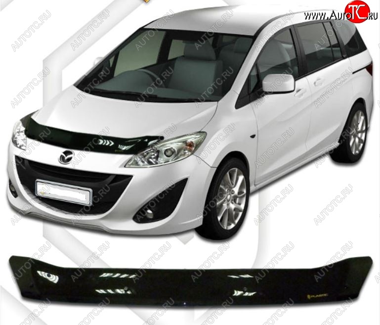 1 899 р. Дефлектор капота CA-Plastiс  Mazda 5 (2010-2015) (Classic черный, Без надписи)  с доставкой в г. Королёв