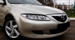 669 р. Реснички RA на фары  Mazda 6 ( GG,  GG, GY) (2002-2008) лифтбэк дорестайлинг, седан дорестайлинг, универсал дорестайлинг, лифтбэк рестайлинг, седан рестайлинг, универсал рестайлинг (Неокрашенные)  с доставкой в г. Королёв. Увеличить фотографию 2