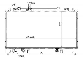 Радиатор двигателя (пластинчатый, 2.3, МКПП/АКПП) SAT Mazda Atenza GG седан дорестайлинг (2002-2005)