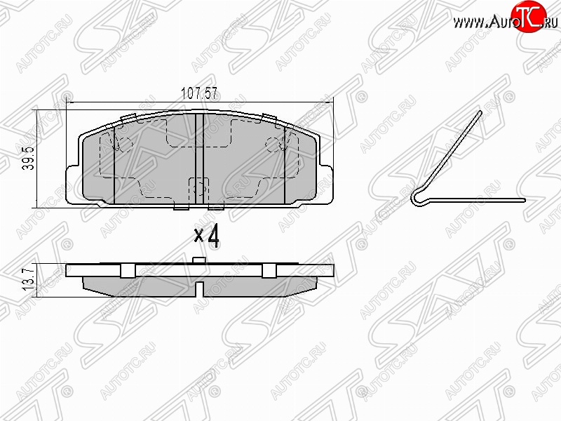 729 р. Колодки тормозные задние SAT  Mazda 323/Familia  седан - Premacy  с доставкой в г. Королёв