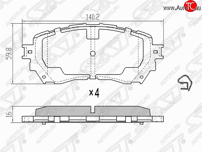 1 279 р. Колодки тормозные (передние) SAT Mazda 6 GJ дорестайлинг седан (2012-2015)  с доставкой в г. Королёв