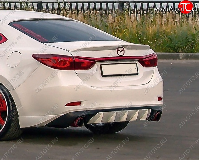 10 899 р. Диффузор заднего бампера Sport v4 Mazda 6 GJ 1-ый рестайлинг седан (2015-2018) (Неокрашенная)  с доставкой в г. Королёв