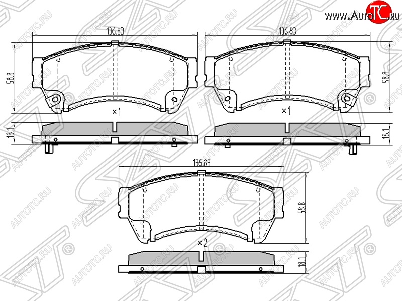 1 479 р. Колодки тормозные SAT (передние) Mazda 6 GH дорестайлинг лифтбэк (2007-2010)  с доставкой в г. Королёв