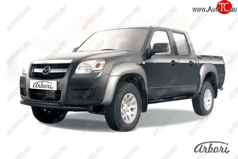 7 703 р. Защита переднего бампера Arbori (черная, 2 трубы d57 и 57 mm) Mazda BT-50 (2006-2011)  с доставкой в г. Королёв