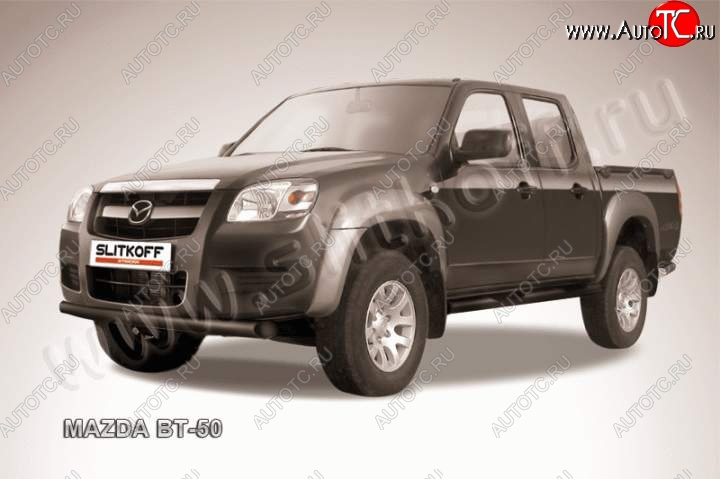 10 499 р. защита переднего бампера Slitkoff  Mazda BT-50 (2006-2011) (Цвет: серебристый)  с доставкой в г. Королёв